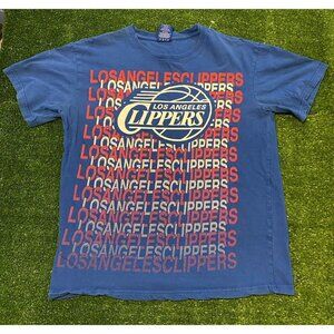 Los Angeles Clippers shirt mens large Unk Blue spell out script adult unisex B